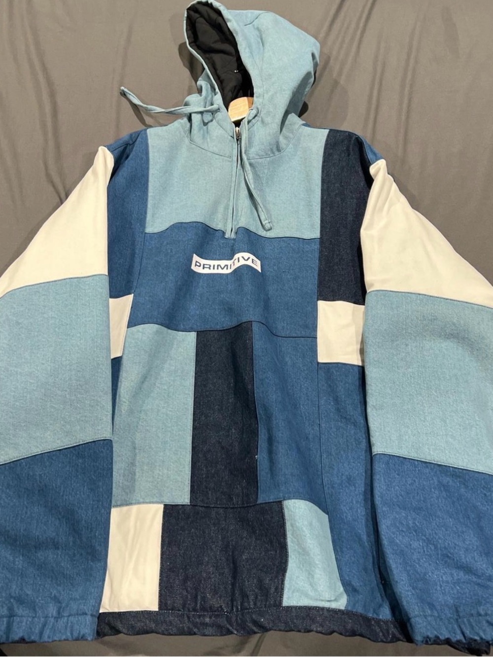 Primitive Men's Patchwork Hoodie - Light Blue, Dark Blue & Cream